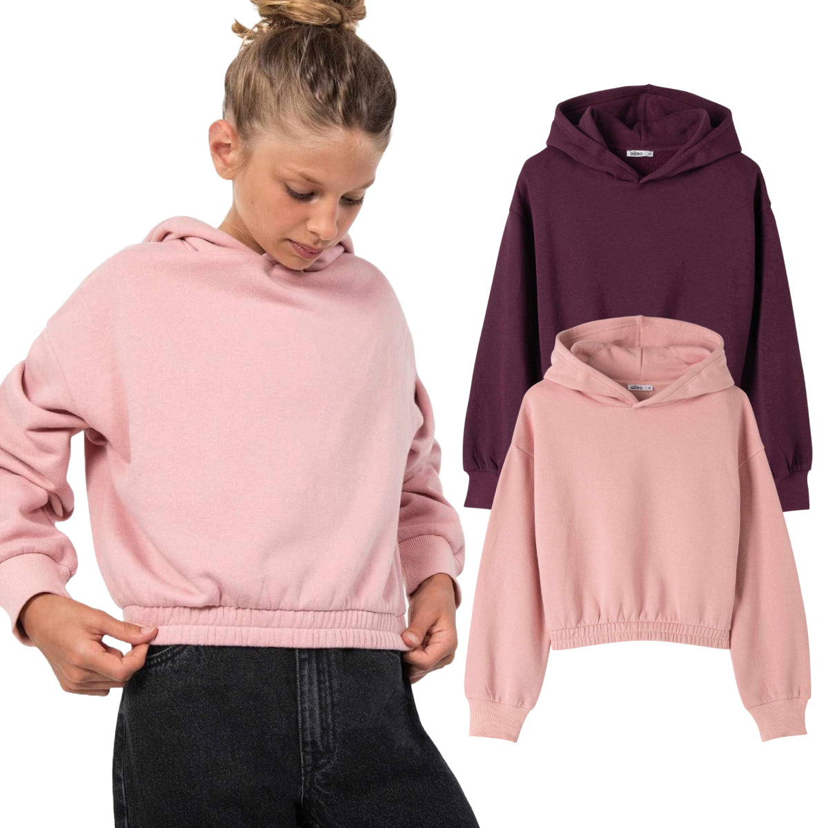 Girls Long Sleeve Pull Over Drawstring Hoodie