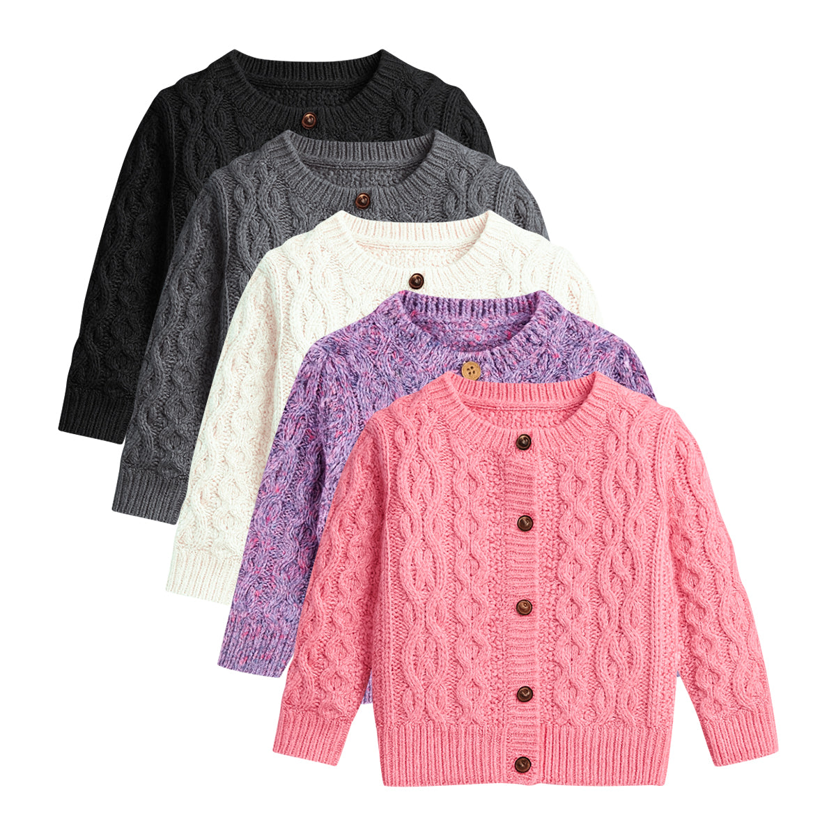 Kids Cable Knit Soft Cotton Cardigan Sweater