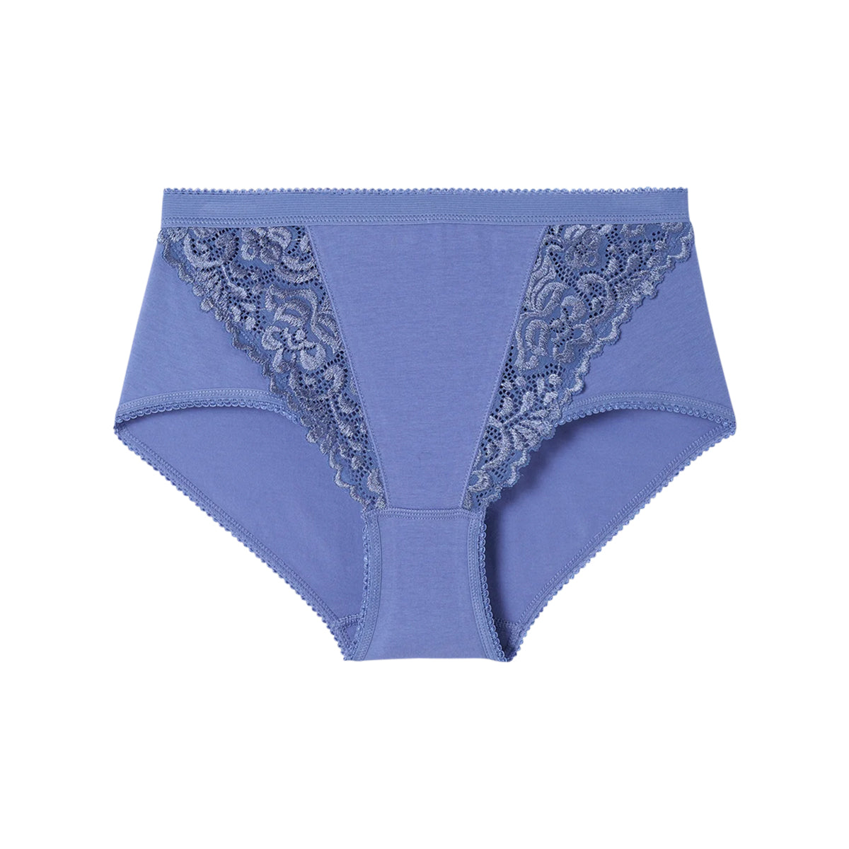 Ladies High Waisted Cotton Stretch Lace Brief Panties