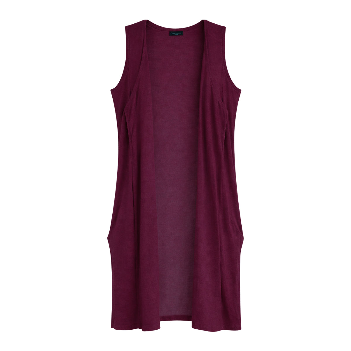 Womens Lightweight Sleeveless Open-Front Long Cardigan