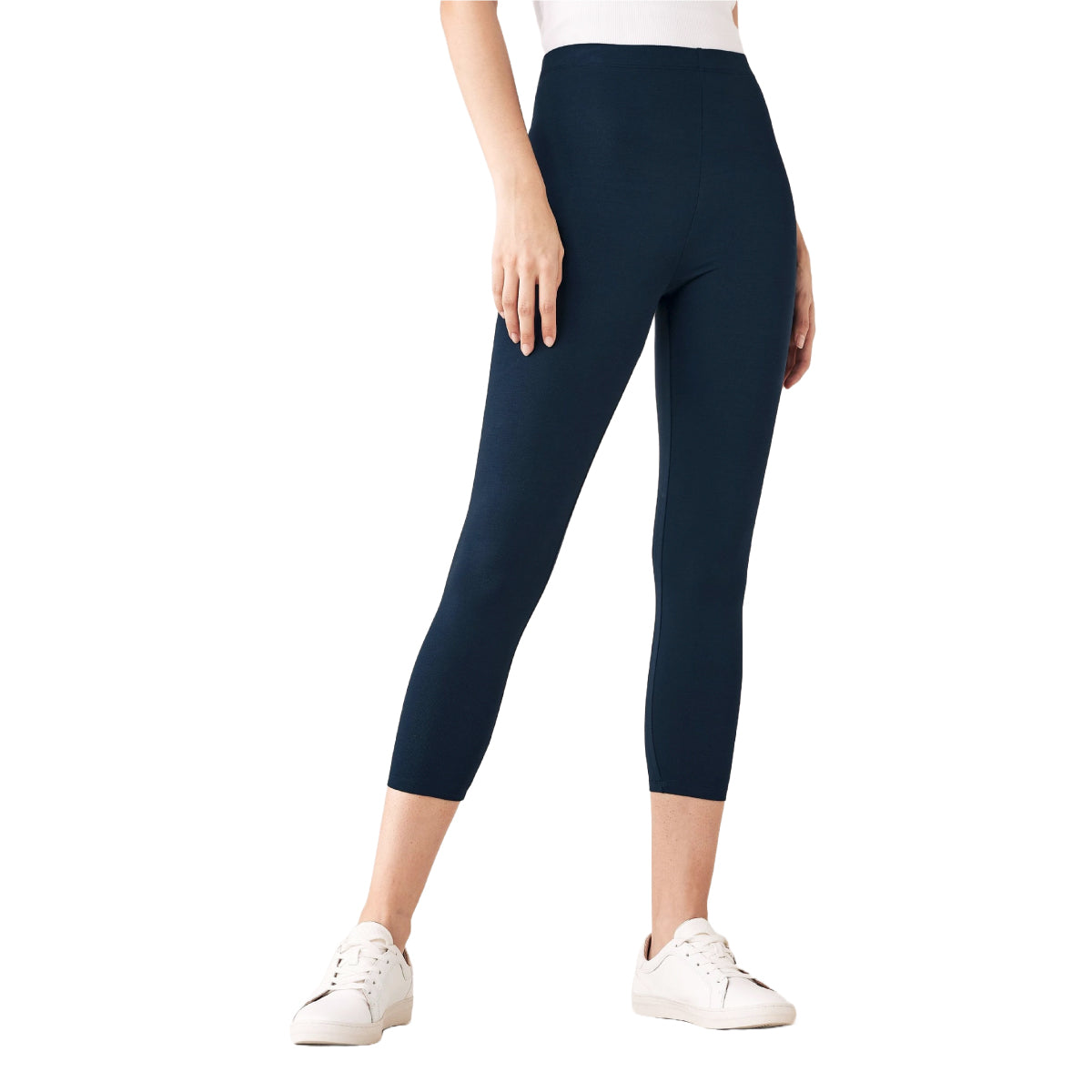 Women Basic Cotton Cropped Length Leggings