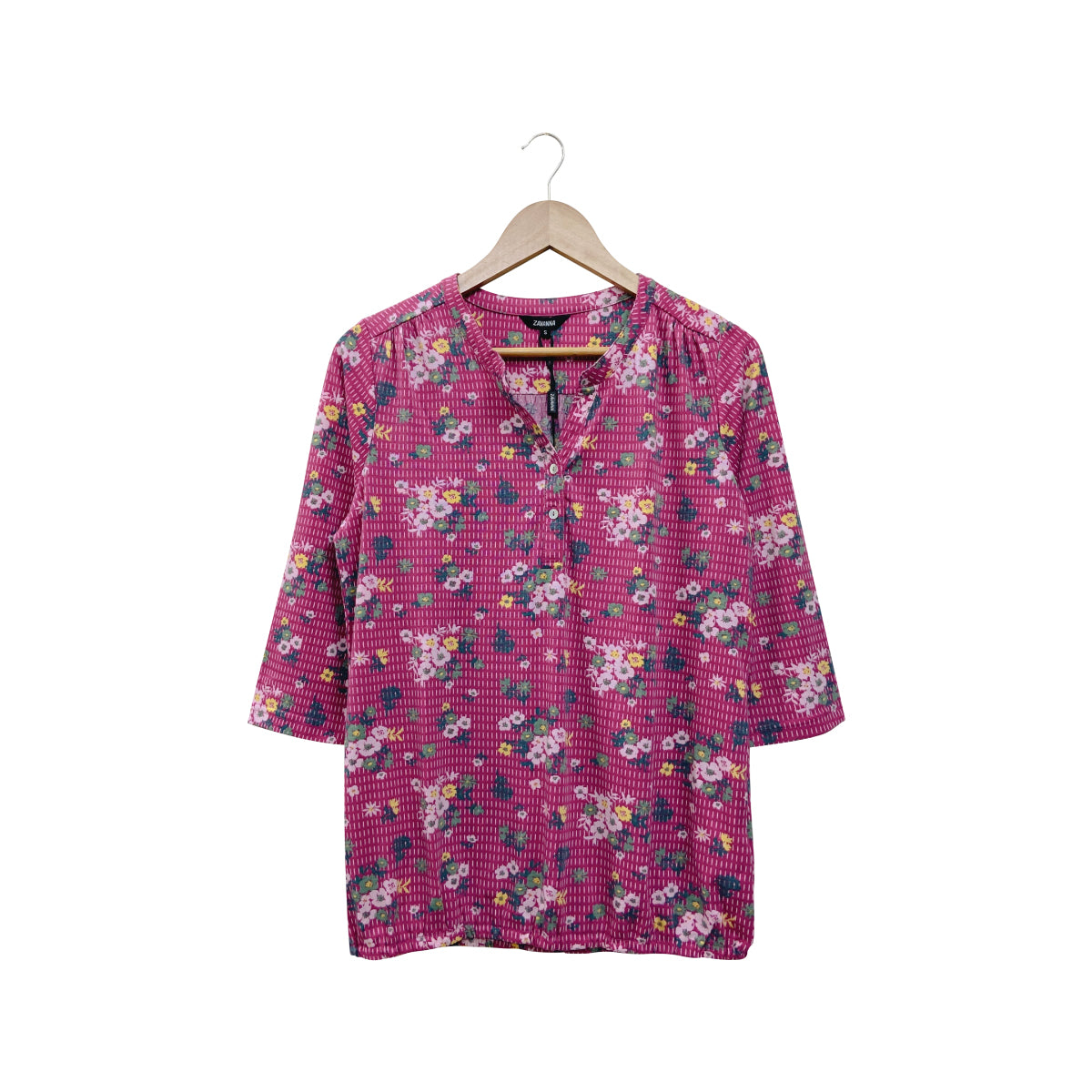 Ladies ¾ Sleeve Soft Floral Casual Top with Knitted Bottom