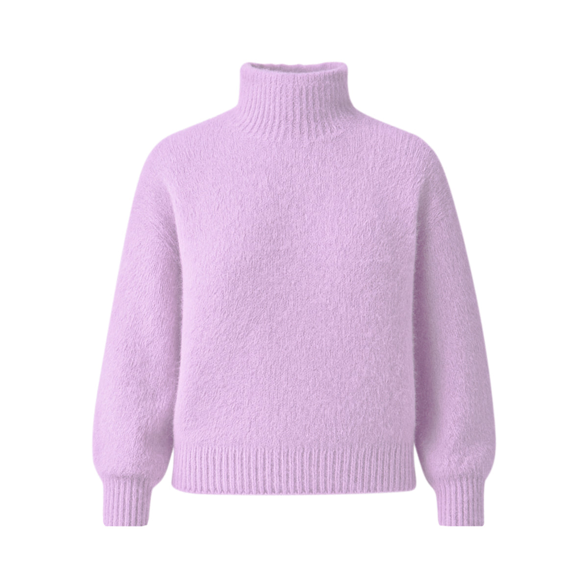 Womens Soft Fuzzy High Neck Pullover Sweater