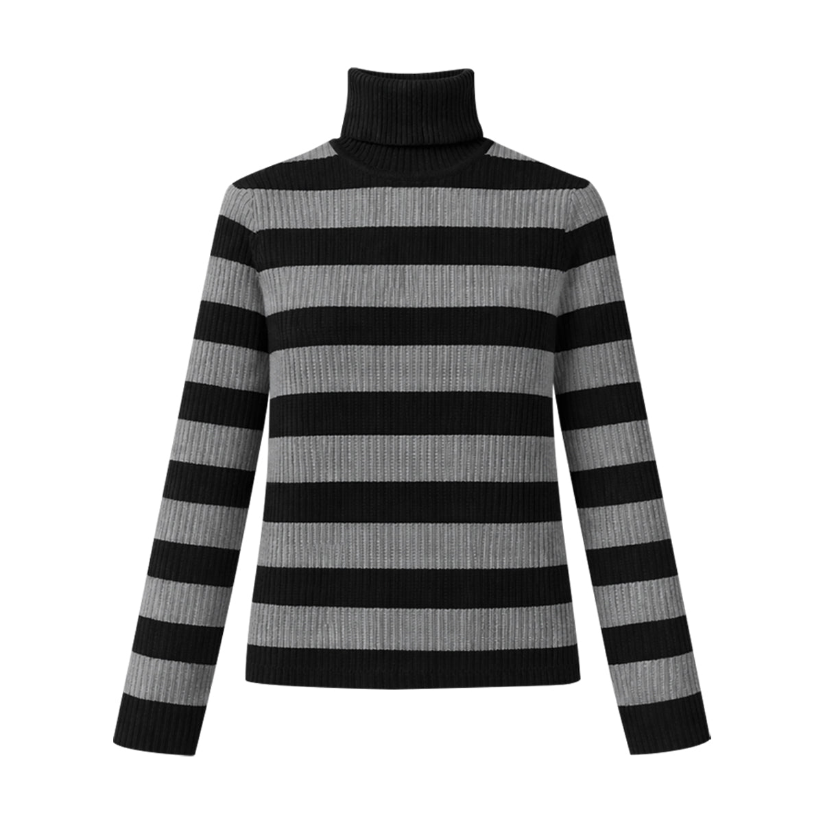 Womens Ribbed Striped Soft Knit  Turtleneck Sweater