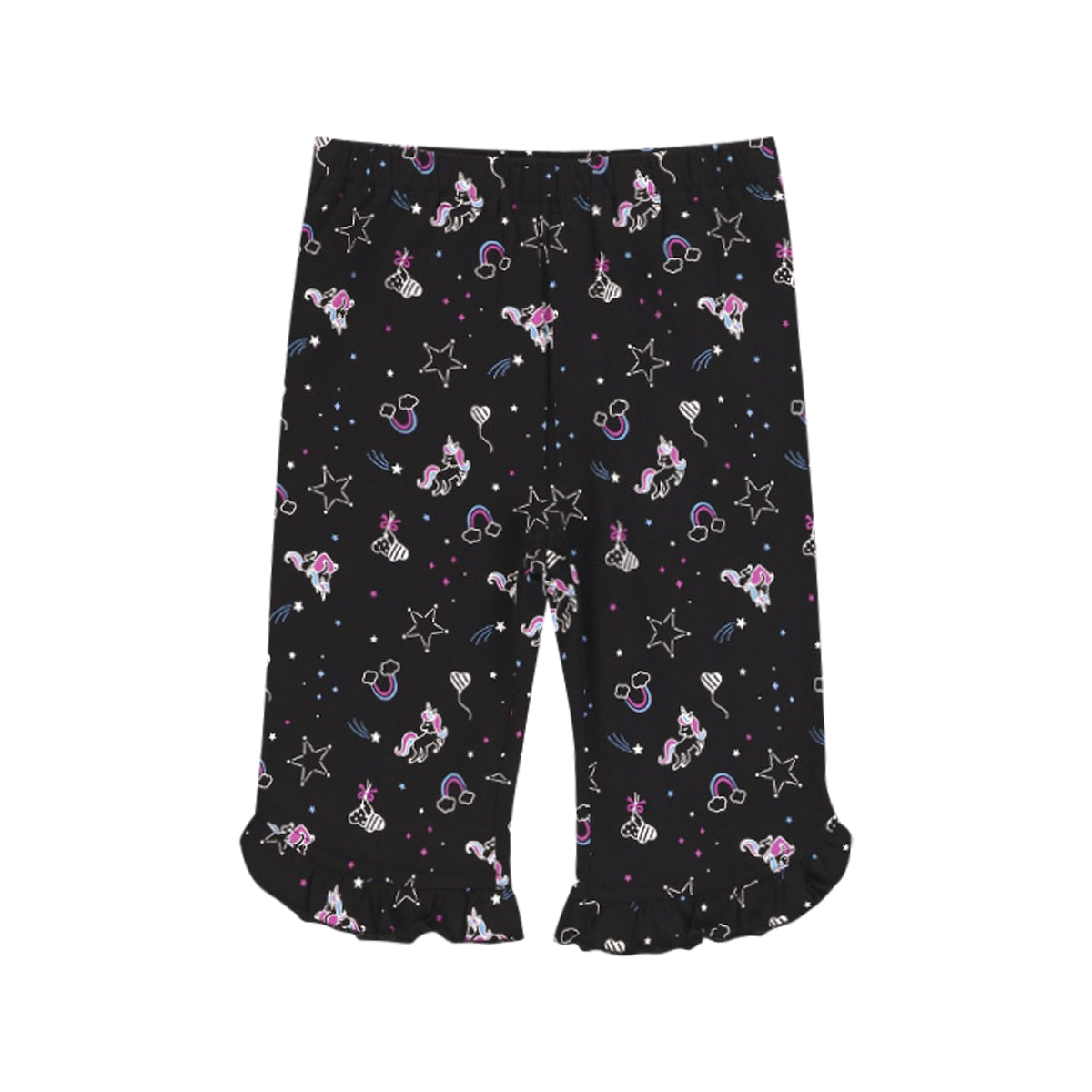 Girls Cotton Hem Ruffle Knit Summer Half Leggings