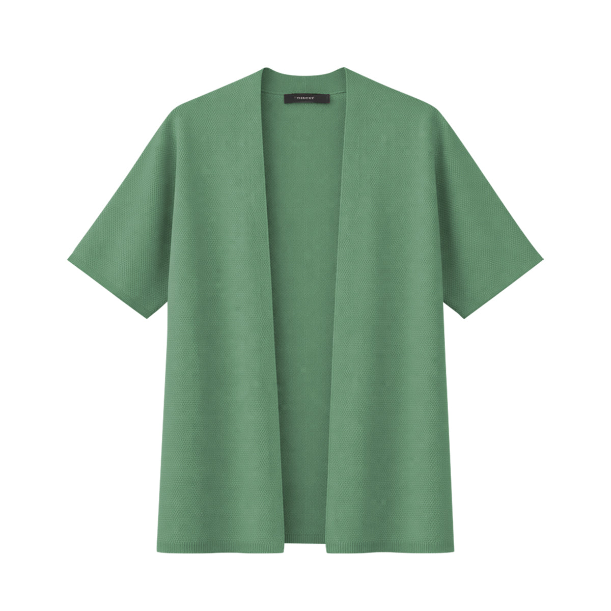 Womens Short Sleeve Textured Knit Open-Front Cardigan