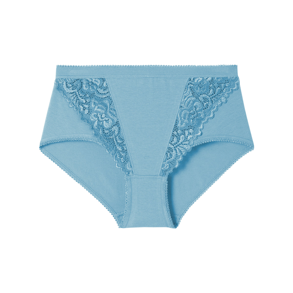 Ladies High Waisted Cotton Stretch Lace Brief Panties