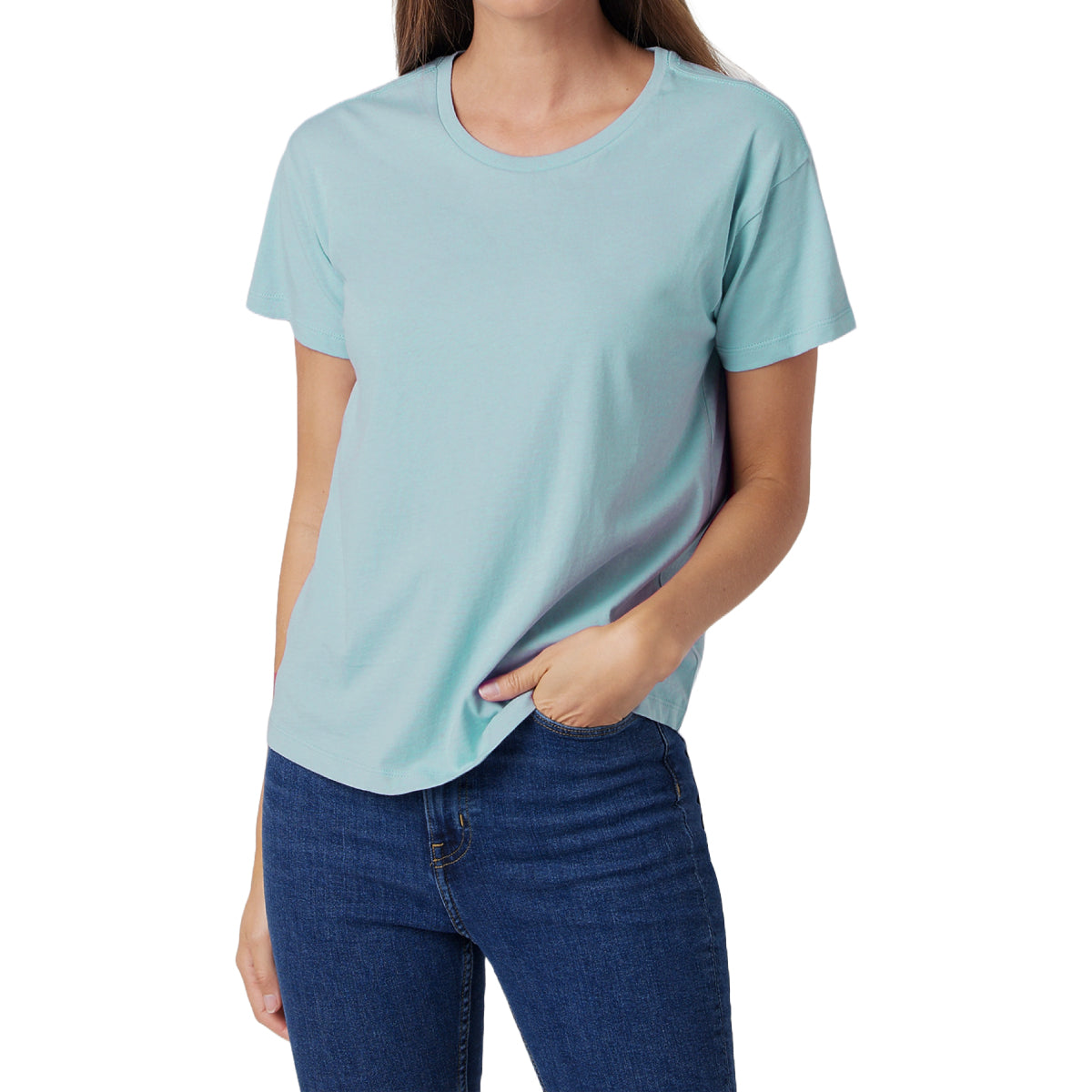 Womens Round Neck Short Sleeve Casual Cotton T-Shirt