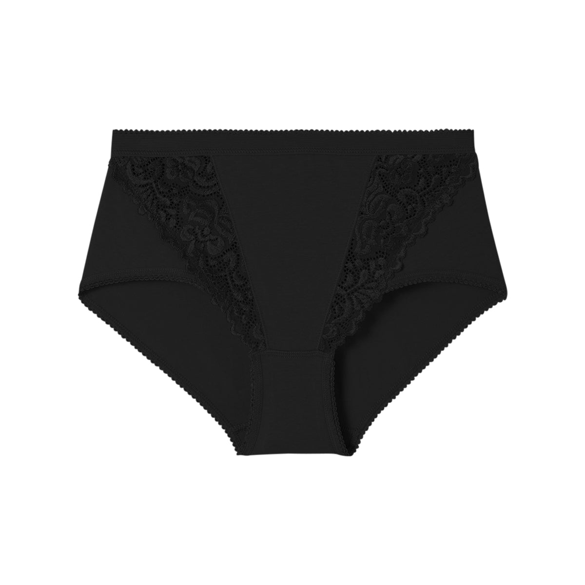 Ladies High Waisted Cotton Stretch Lace Brief Panties