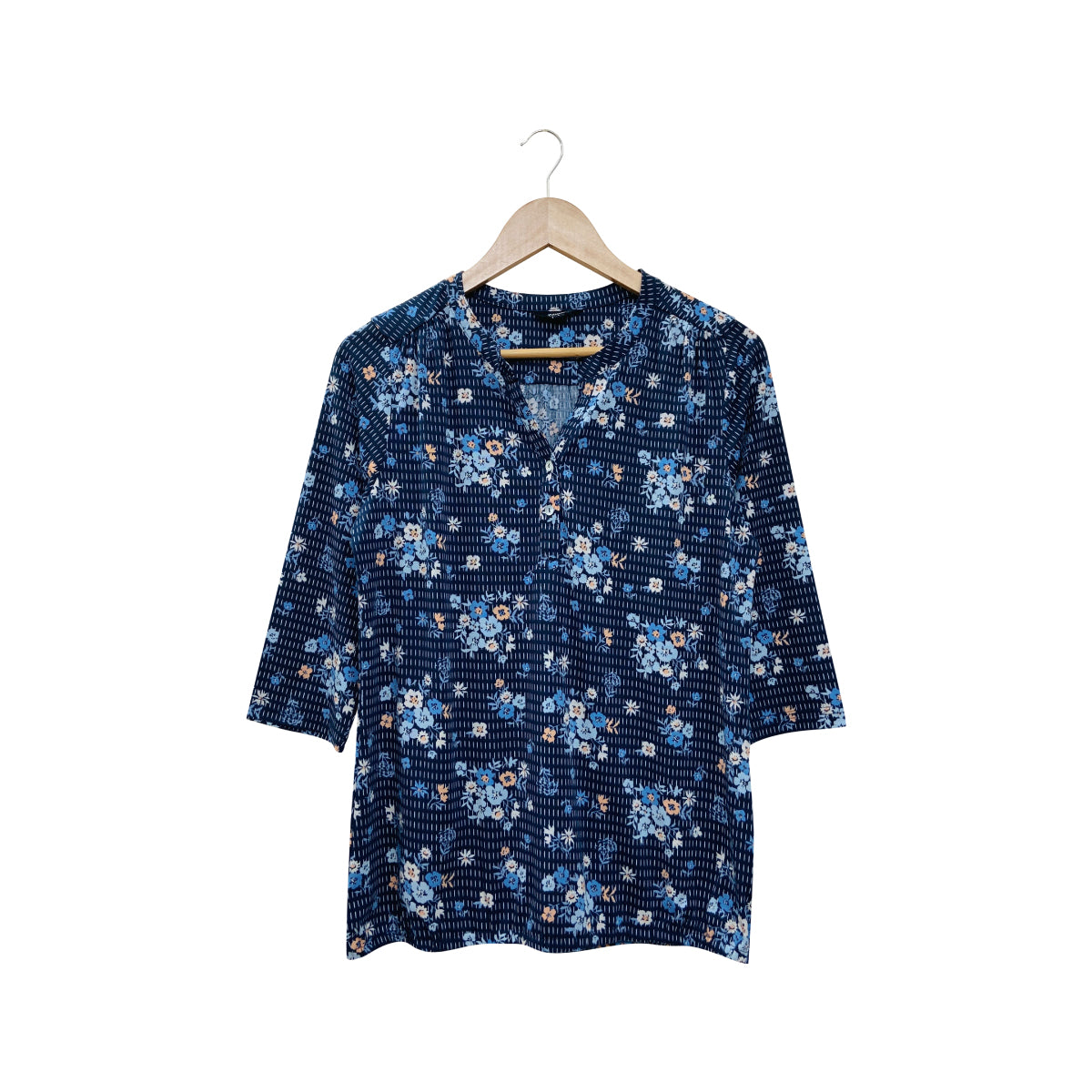 Ladies ¾ Sleeve Soft Floral Casual Top with Knitted Bottom