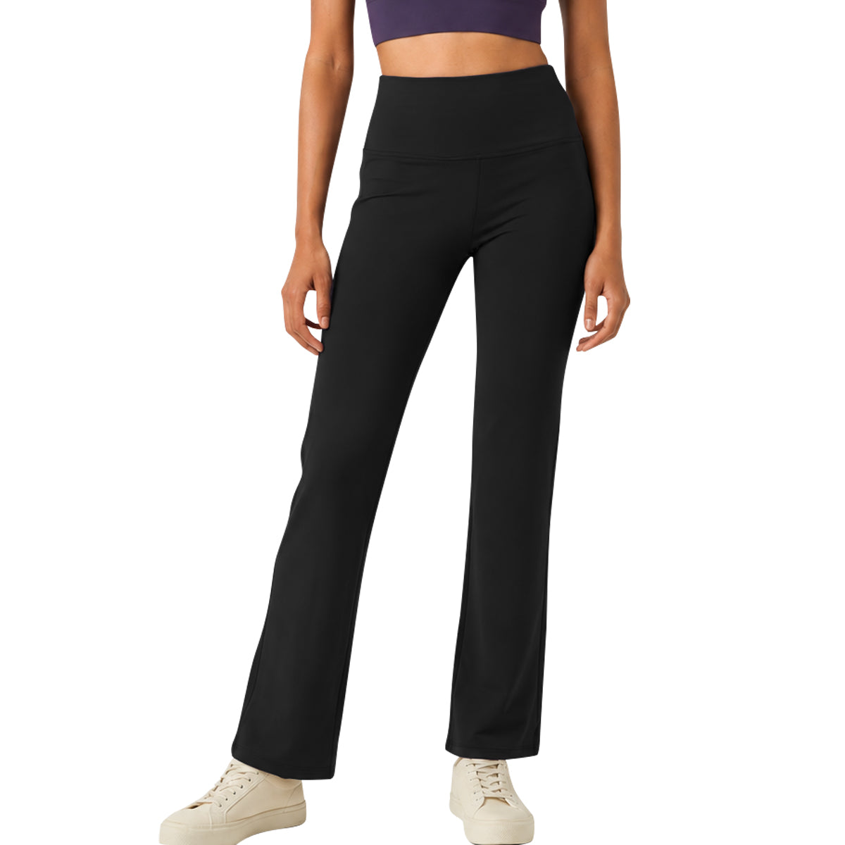 Womens High Rise Dry Fit Flare Yoga Leggings With Pockets