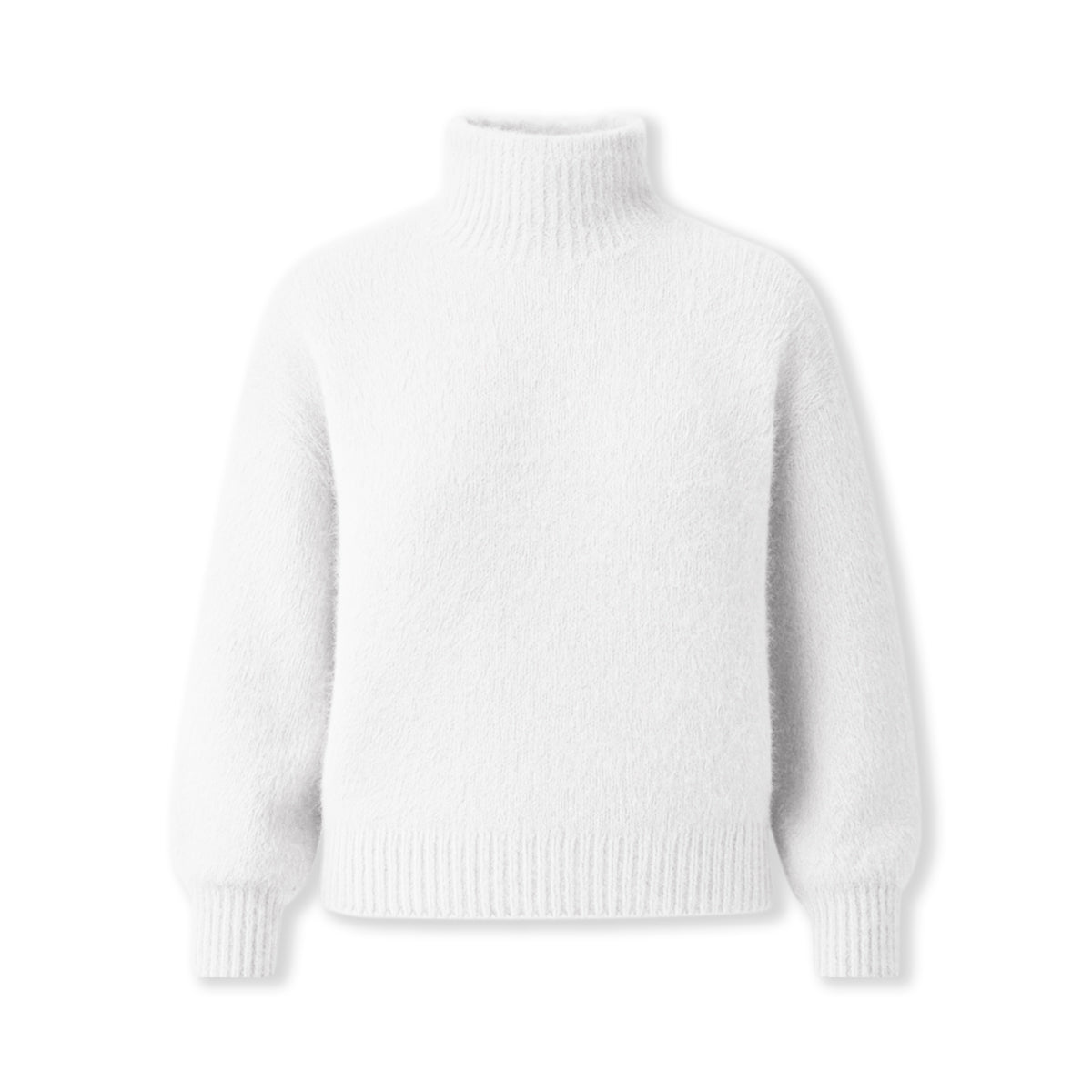 Womens Soft Fuzzy High Neck Pullover Sweater