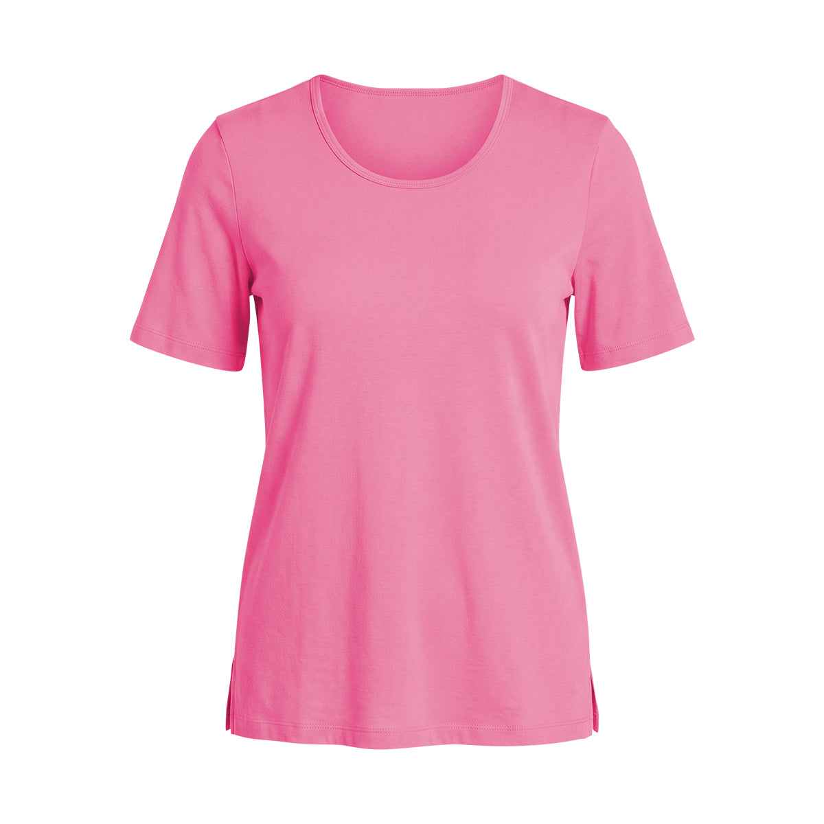 Womens Side Slit Scoop Neck Cotton T-Shirt