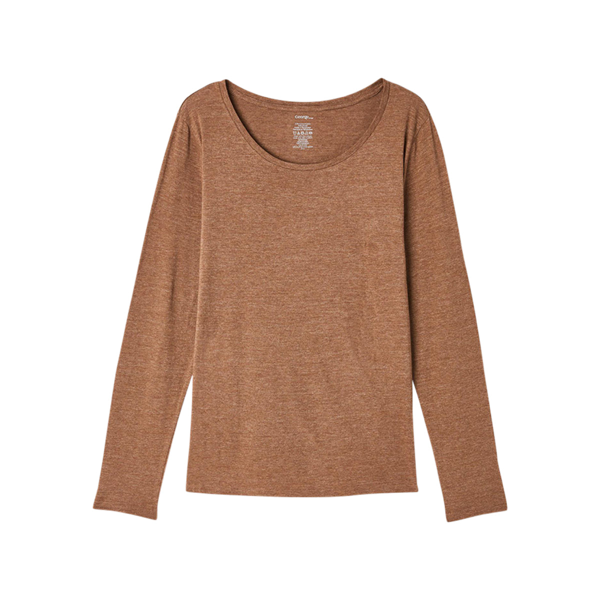 Womens Long Sleeve Round Neck Cotton Blend T-shirt