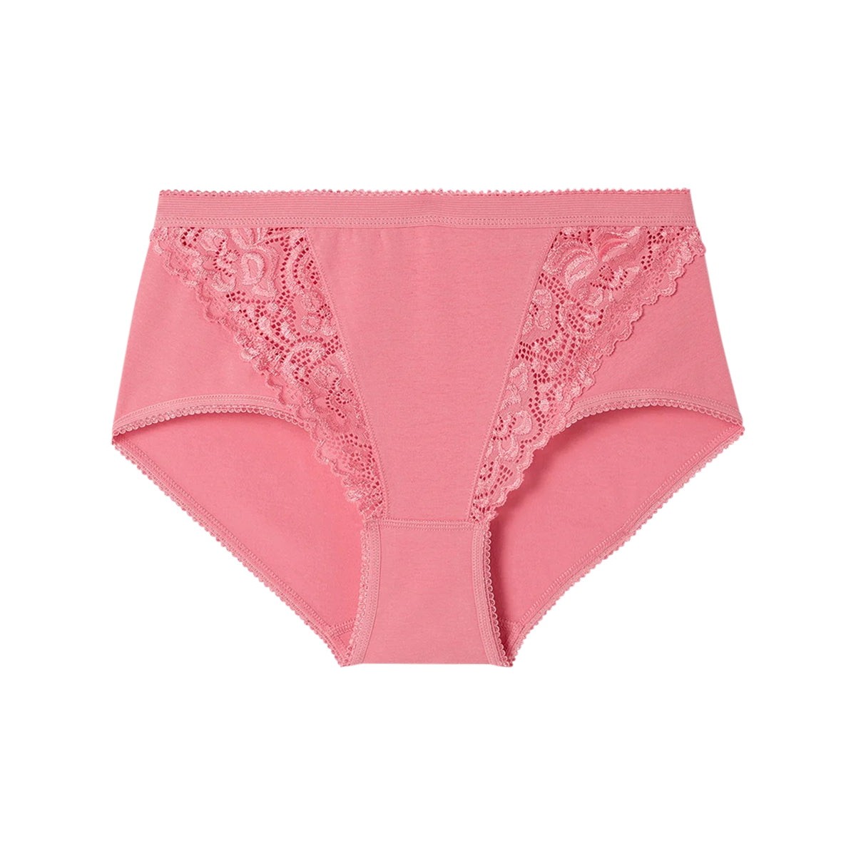 Ladies High Waisted Cotton Stretch Lace Brief Panties