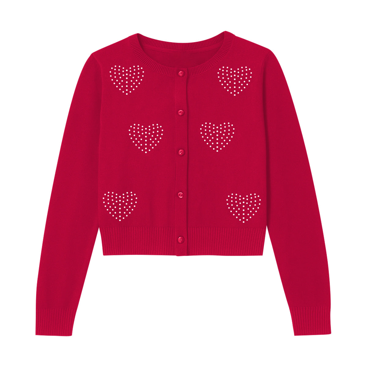 Girls Premium Rhinestone Knit Button Cardigan