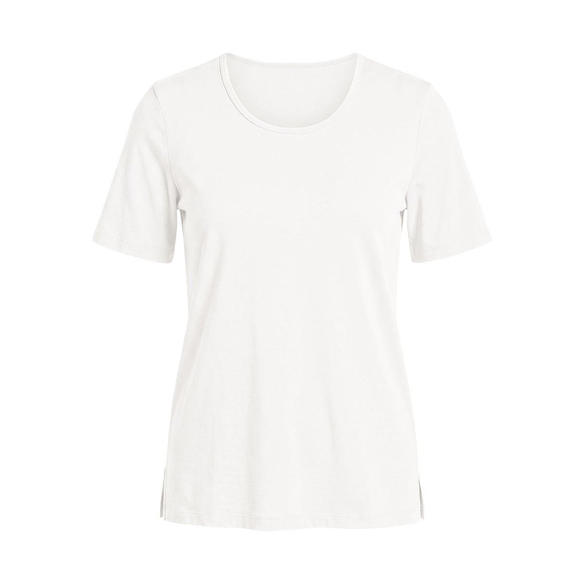 Womens Side Slit Scoop Neck Cotton T-Shirt