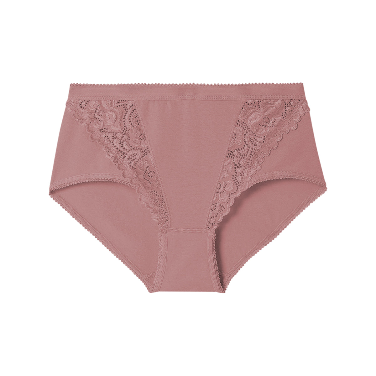 Ladies High Waisted Cotton Stretch Lace Brief Panties