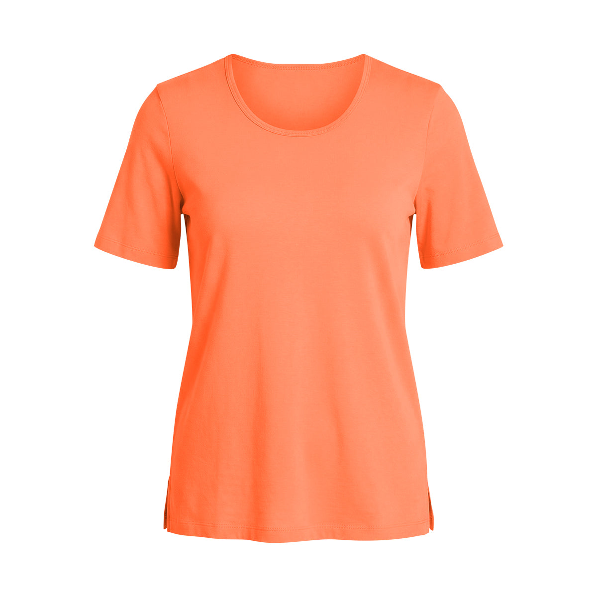 Womens Side Slit Scoop Neck Cotton T-Shirt