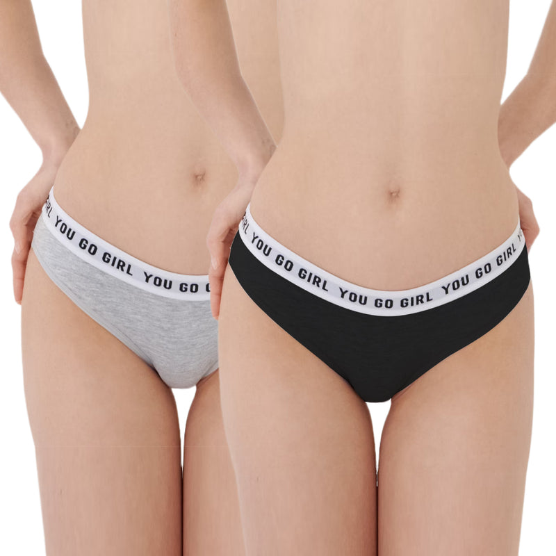 Pack of 2 Womens Flexible Waistband Premium Cotton Bikini Panty