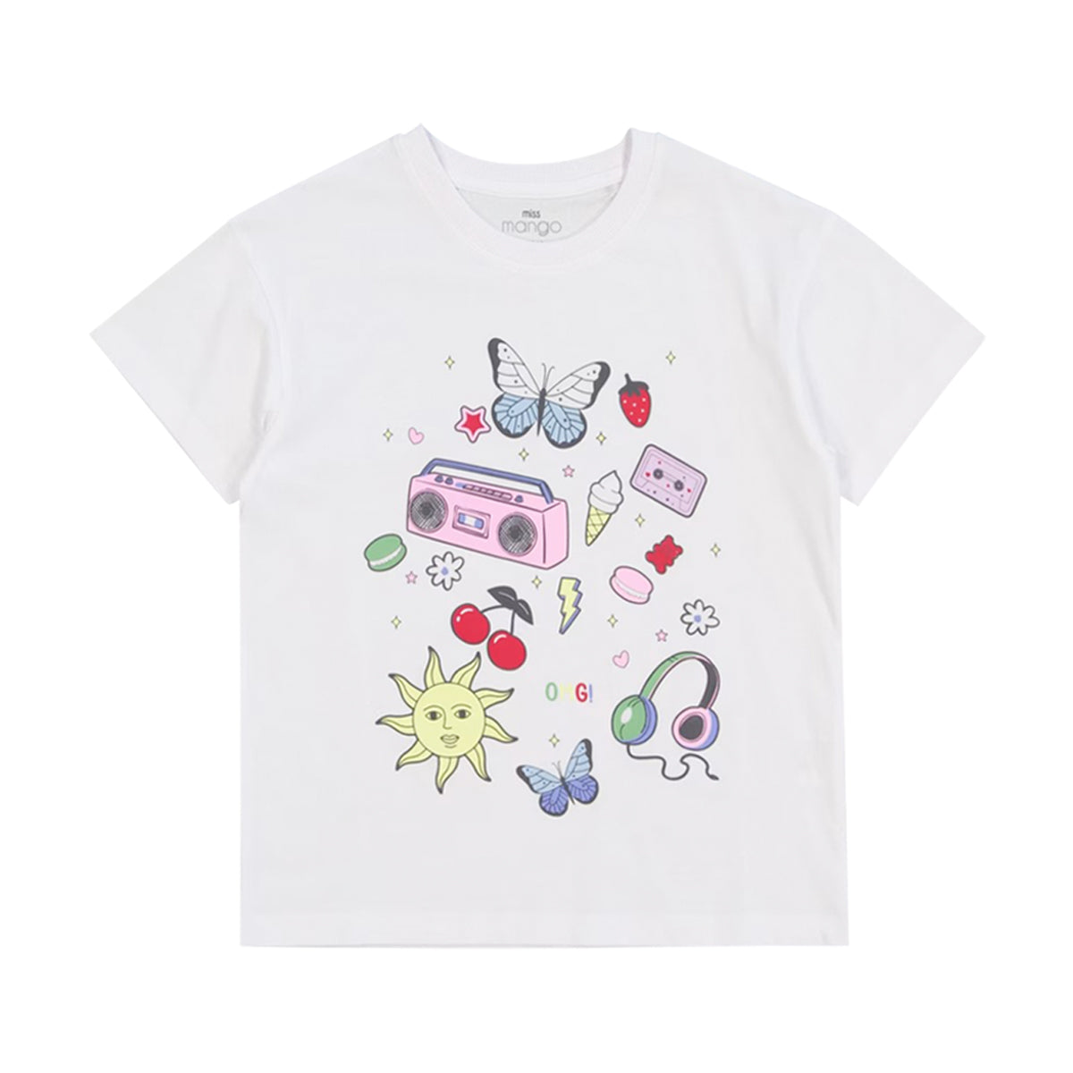Girls Fun Printed Soft Cotton Short Sleeve Crew Neck T-Shirt