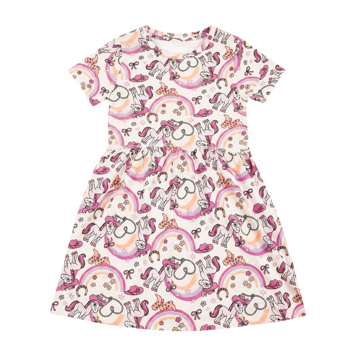 Girls Cotton Printed Short Sleeve Casual Frock Dress