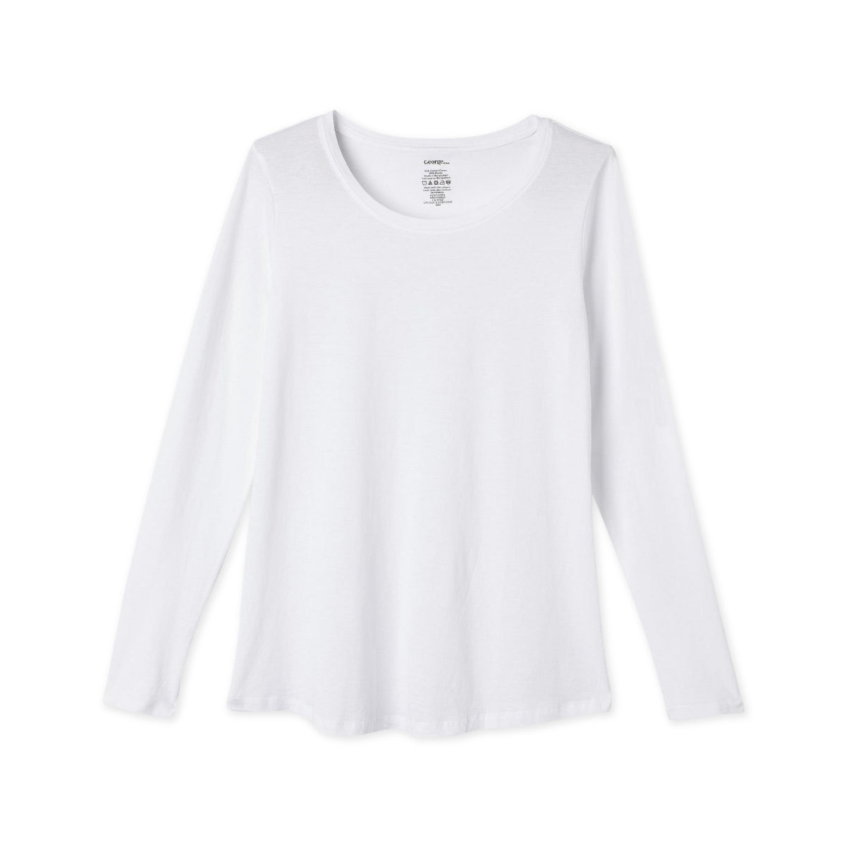 Womens Long Sleeve Round Neck Cotton Blend T-shirt