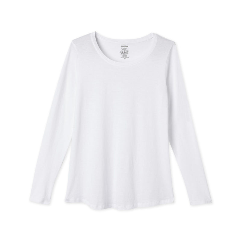 Womens Long Sleeve Round Neck Cotton Blend T-shirt