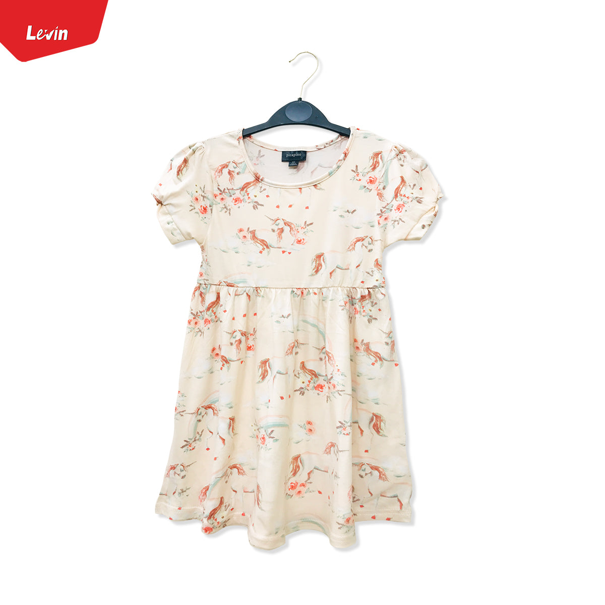 Girls Round Neck Printed Casual Short Sleeve Frock