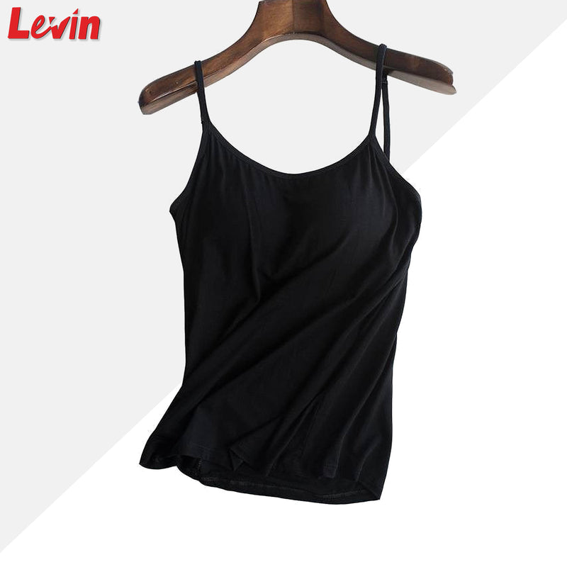 womens Basic Short spaghetti strap Fitted Cami Cotton Tank Top