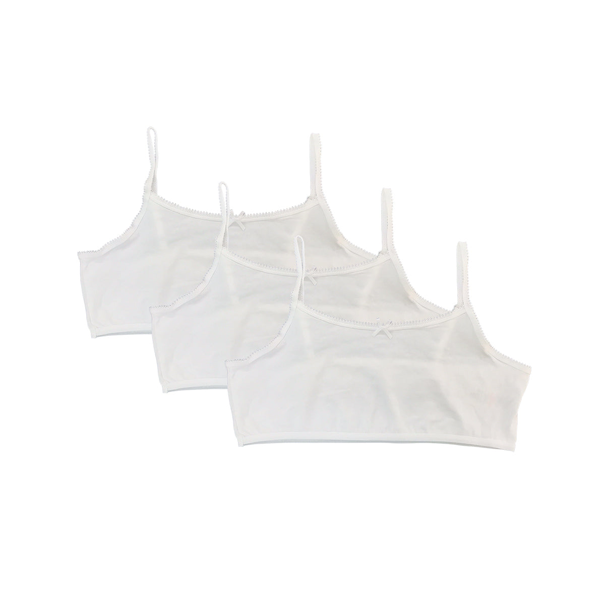 Girls Cotton White Bra with Spaghetti Straps 3 Pcs Combo