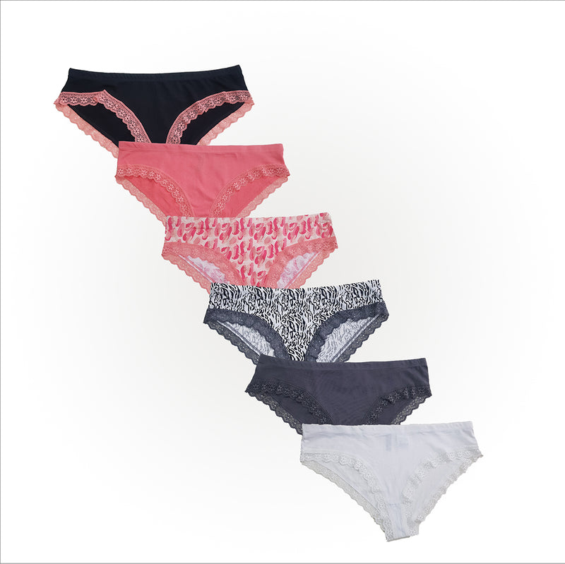 Assorted Multicolor Ladies Low Rise Hipster Lace Panties Brief