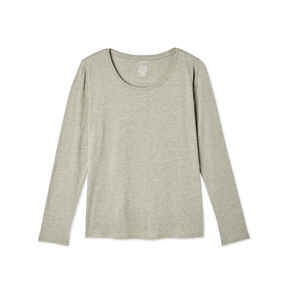 Womens Long Sleeve Round Neck Cotton Blend Tshirt