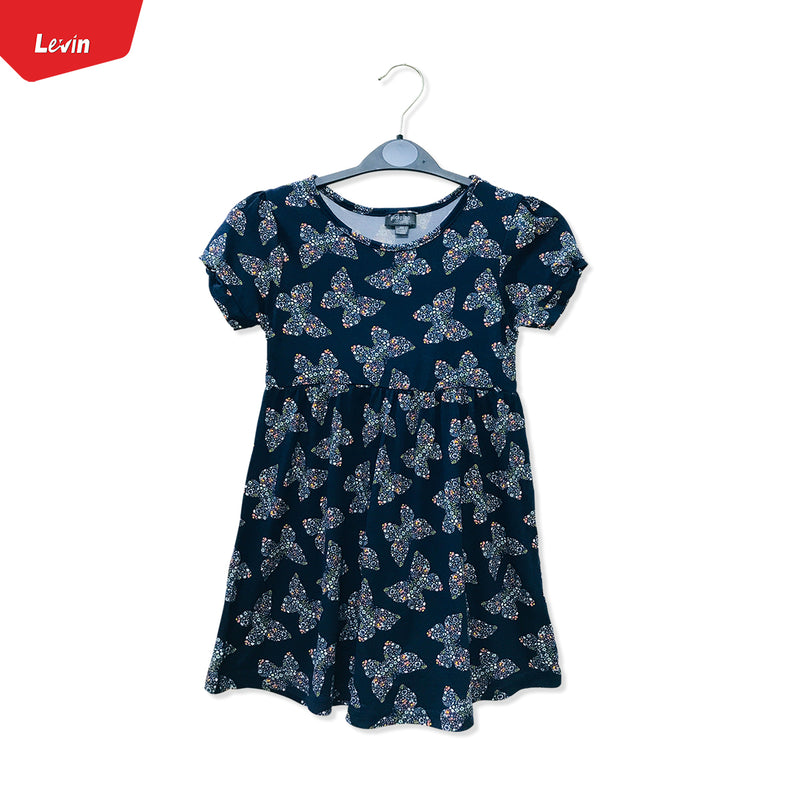 Girls Round Neck Printed Casual Short Sleeve Frock