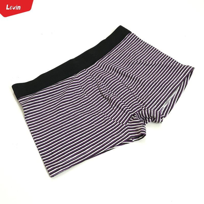 Men's Solid Stripe Printed Cotton Breathable Boxer