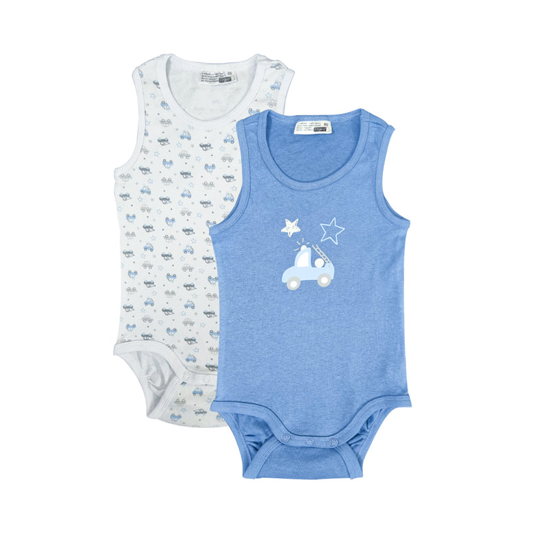 Pack of 2 Sleeveless Cotton Romper for Baby Boy