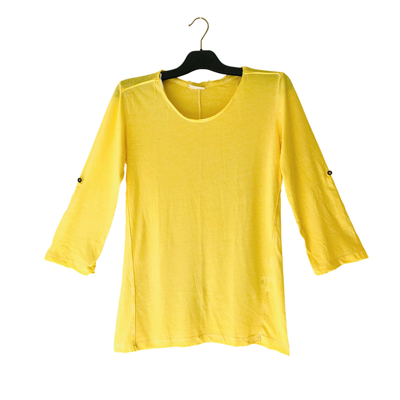 Women's Acid Wash Crewneck 3/4 sleeve T-Shirt