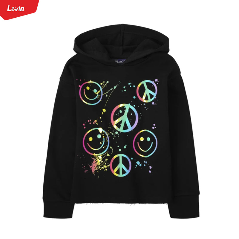 Girls Long Sleeve Pull Over Graphic Print Hoodie