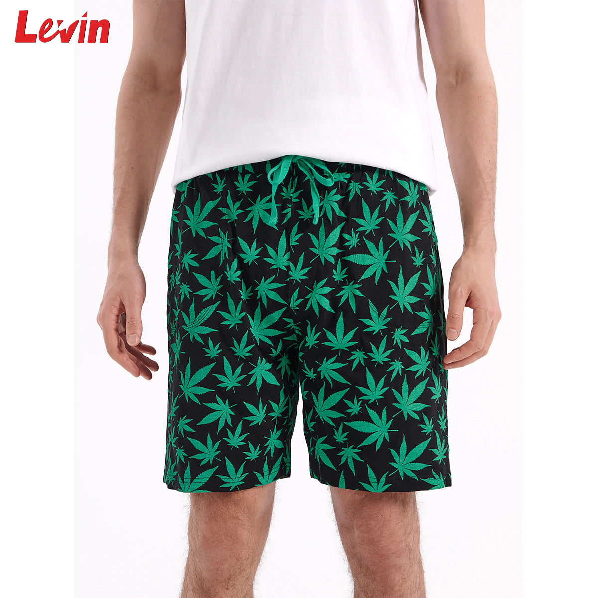 Men's 2 Pcs Printed Pajama Set Cotton Short Sleeved Shirt & Printed Shorts