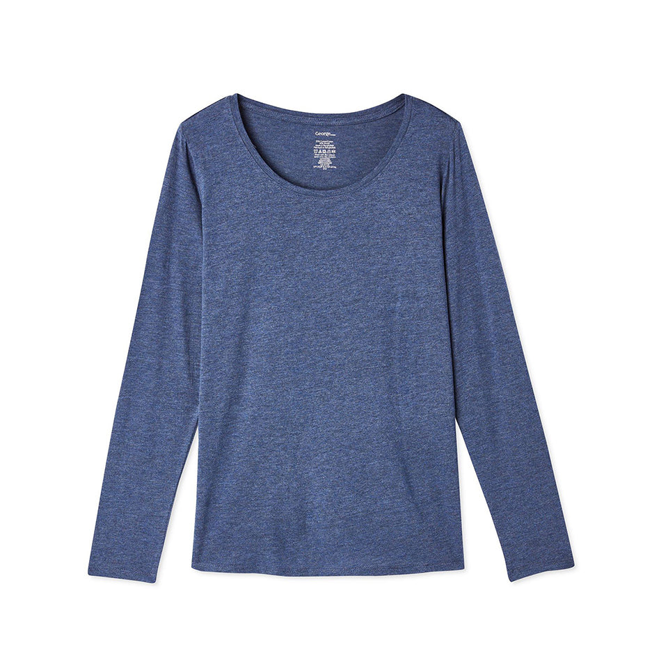 Womens Long Sleeve Round Neck Cotton Blend Tshirt