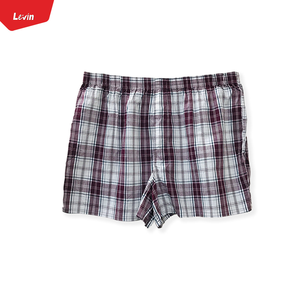 Men’s Printed Woven Plaid  Cotton Boxer Trunks