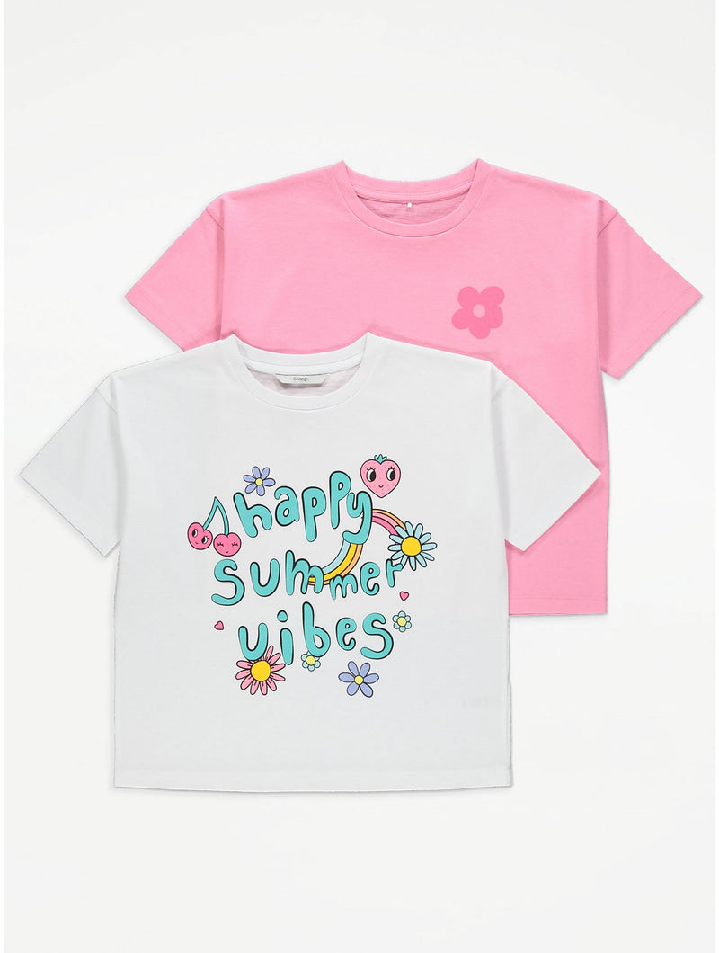 Girl’s Casual Cotton Short Sleeve Crew Neck Summer Friendly Printed T-shirt
