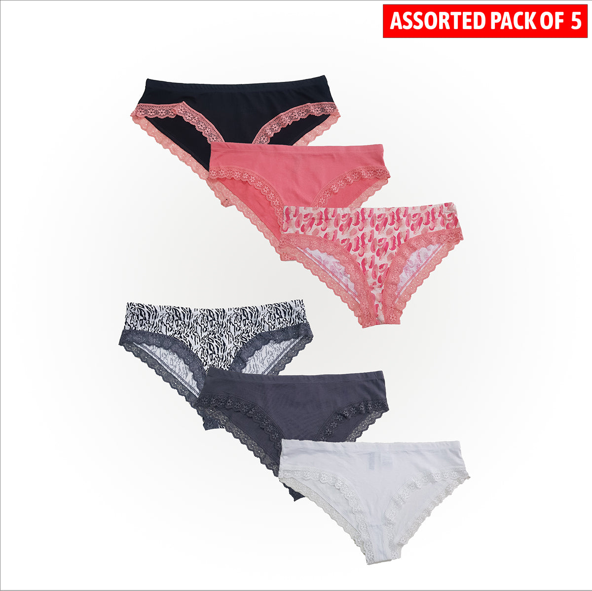 Assorted Multicolor Ladies Low Rise Hipster Lace Panties Brief