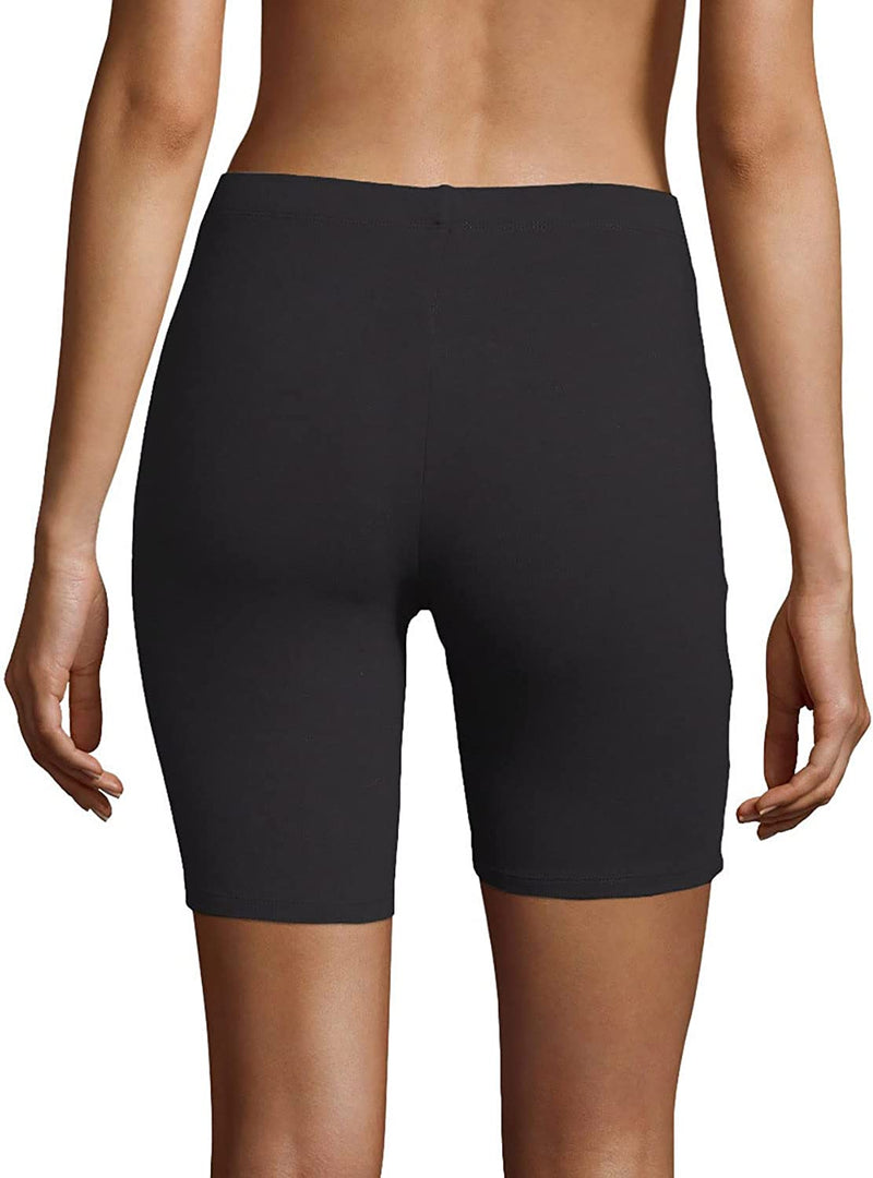 Womens Black Stretch Cotton Biker Shorts