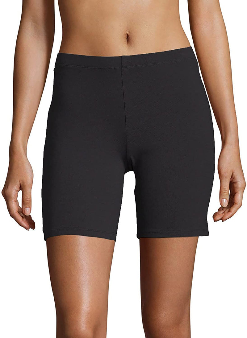 Womens Black Stretch Cotton Biker Shorts