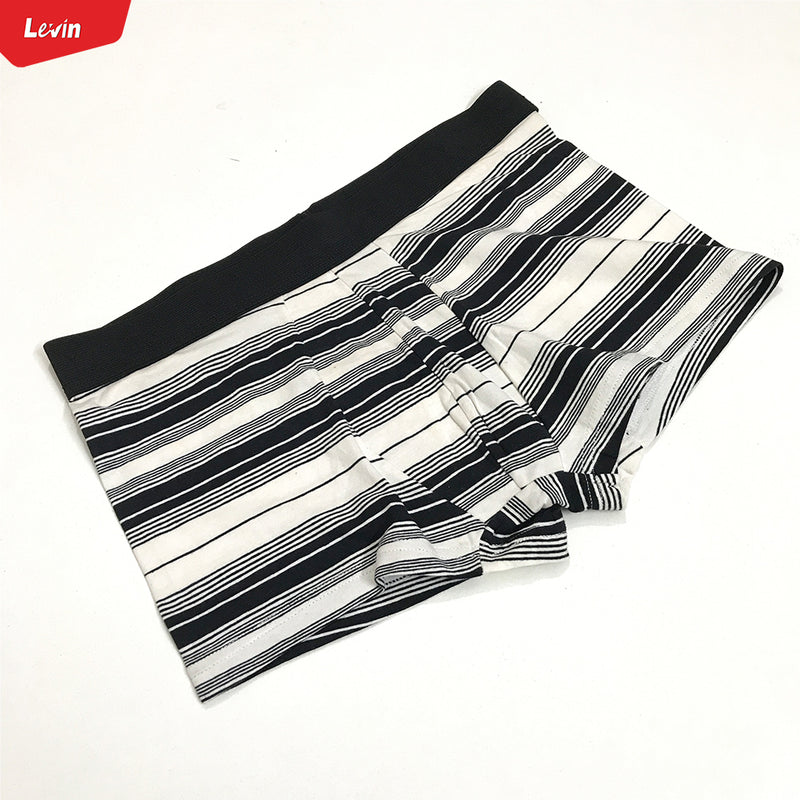 Men's Solid Stripe Printed Cotton Breathable Boxer