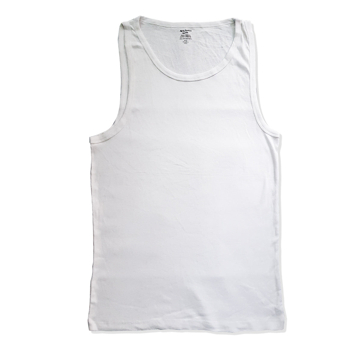 Men's 100% Cotton Ribbed White Tank Top for Men