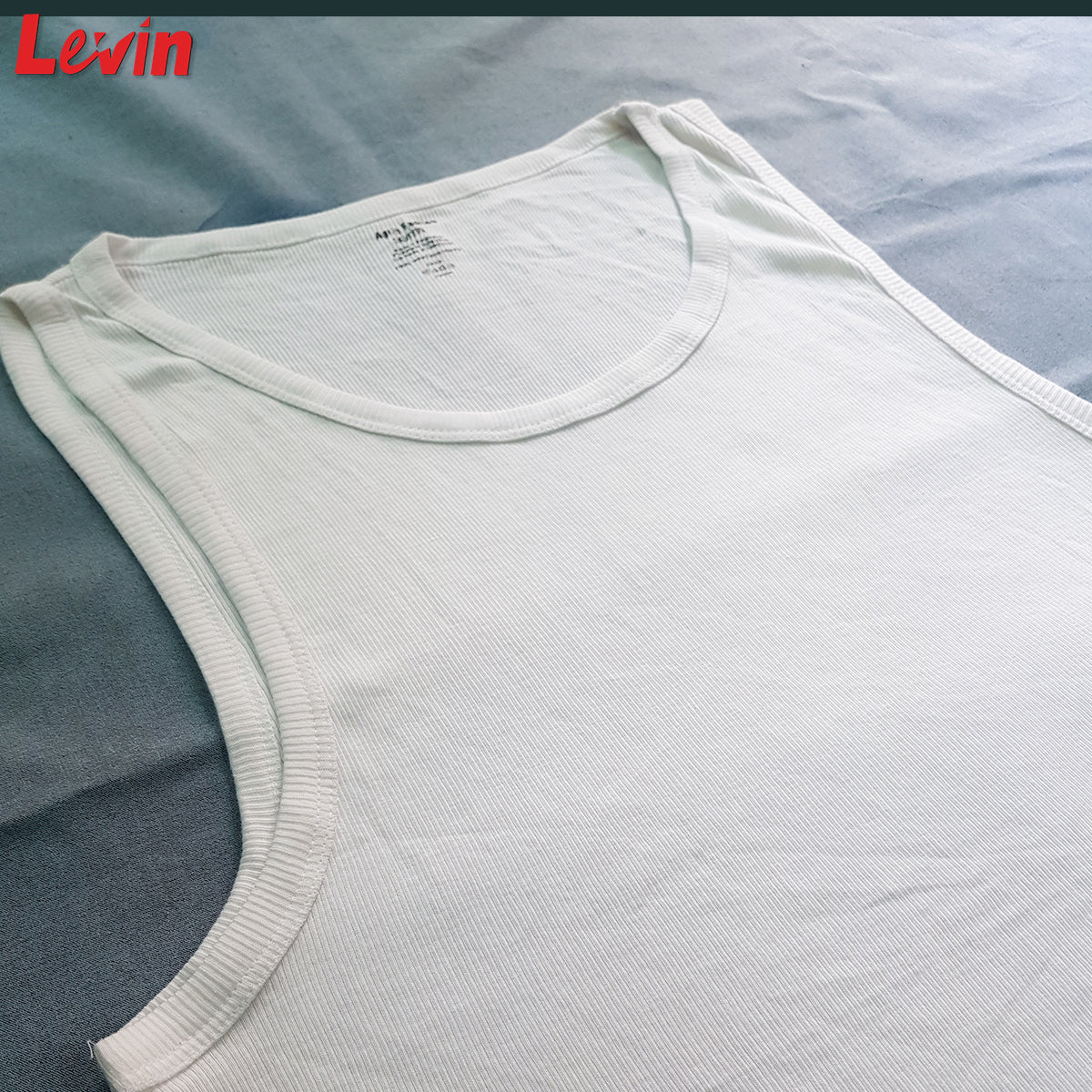 Mens 100% Cotton Ribbed White Tank Top for Men