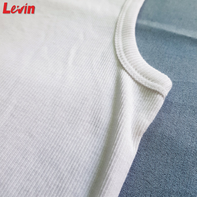 Mens 100% Cotton Ribbed White Tank Top for Men
