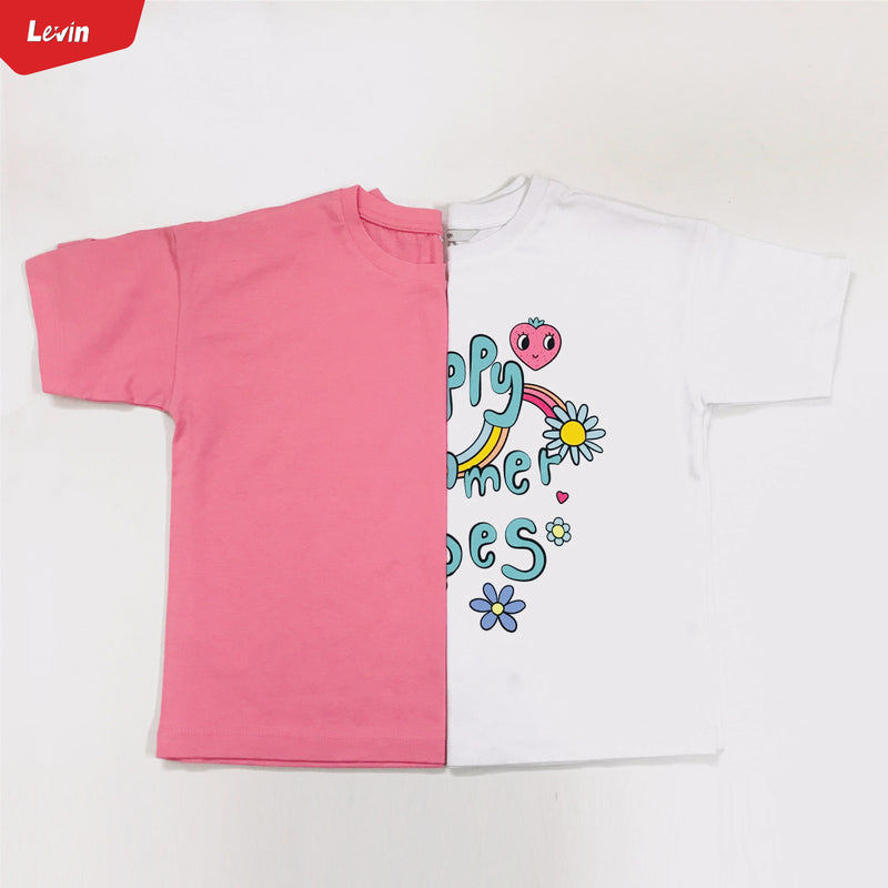 Girl’s Casual Cotton Short Sleeve Crew Neck Summer Friendly Printed T-shirt